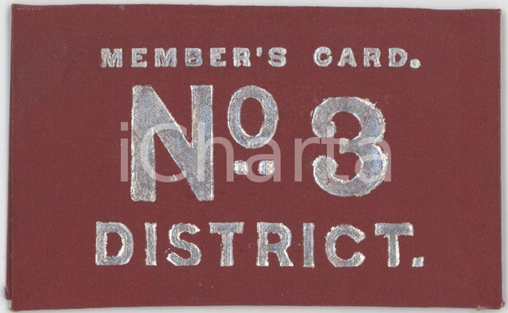 1921 LEEDS Industrial cooperative society - Member's card n. 3 District 8x5 cm
