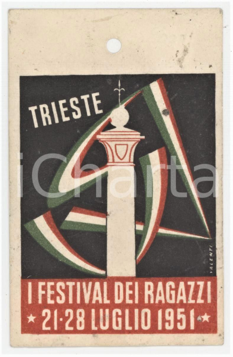 1951 TRIESTE - I° Festival dei ragazzi - Tessera 6x9 cm