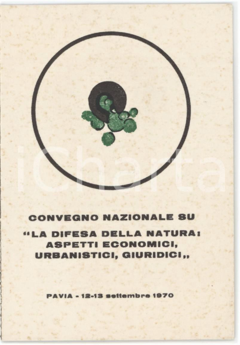 1970 PAVIA Convegno sulla difesa della natura - Tessera di adesione 6x9 cm