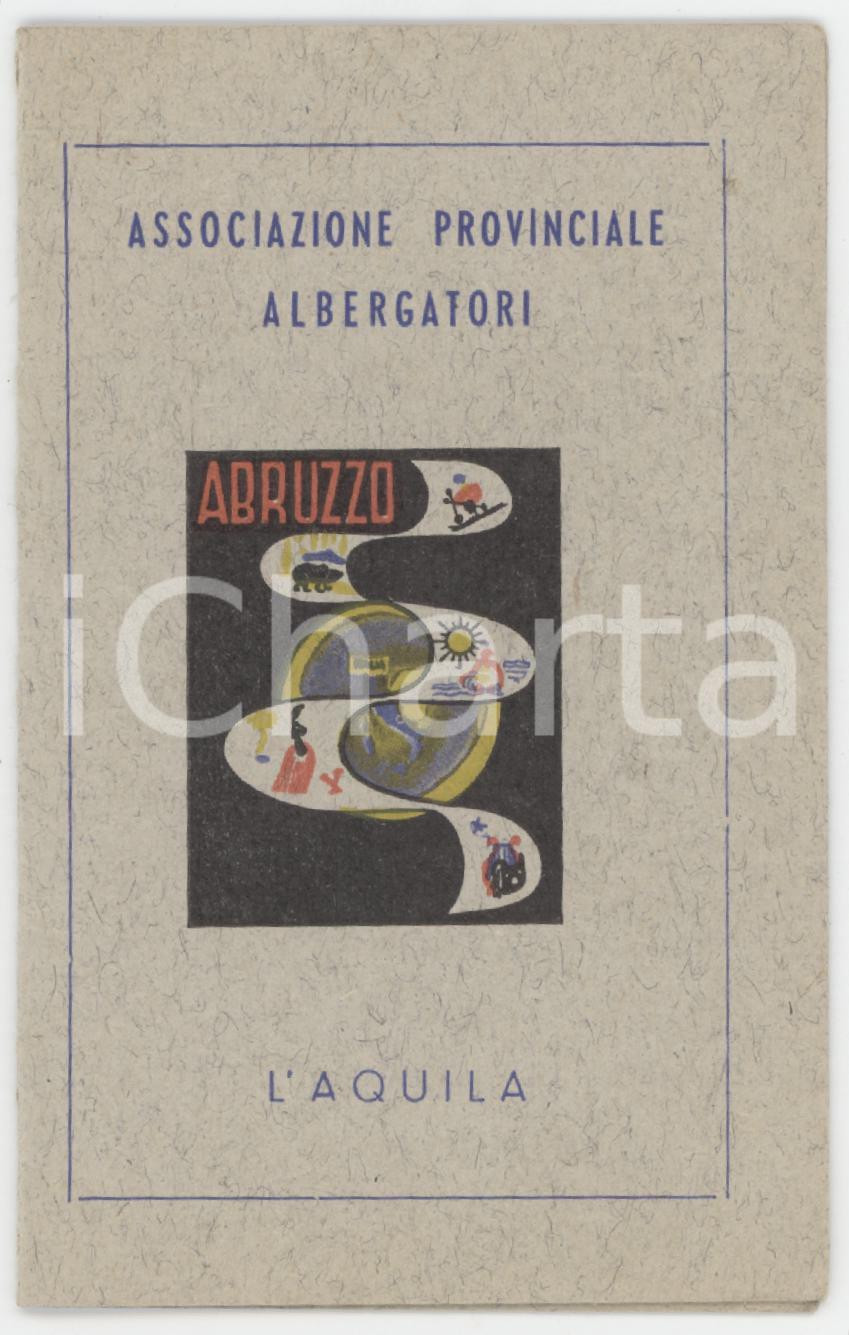 1950 ca L'AQUILA Associazione Provinciale Albergatori ABRUZZO Tessera 6x11 cm