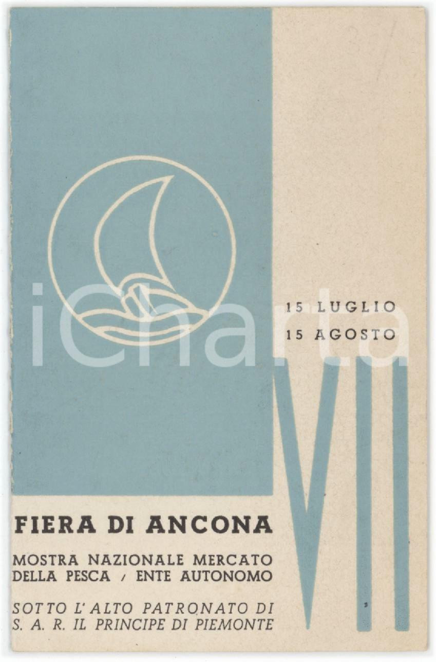 1929 FIERA DI ANCONA Mostra della pesca - Tessera del Gr. Uff. Luigi VERATTI