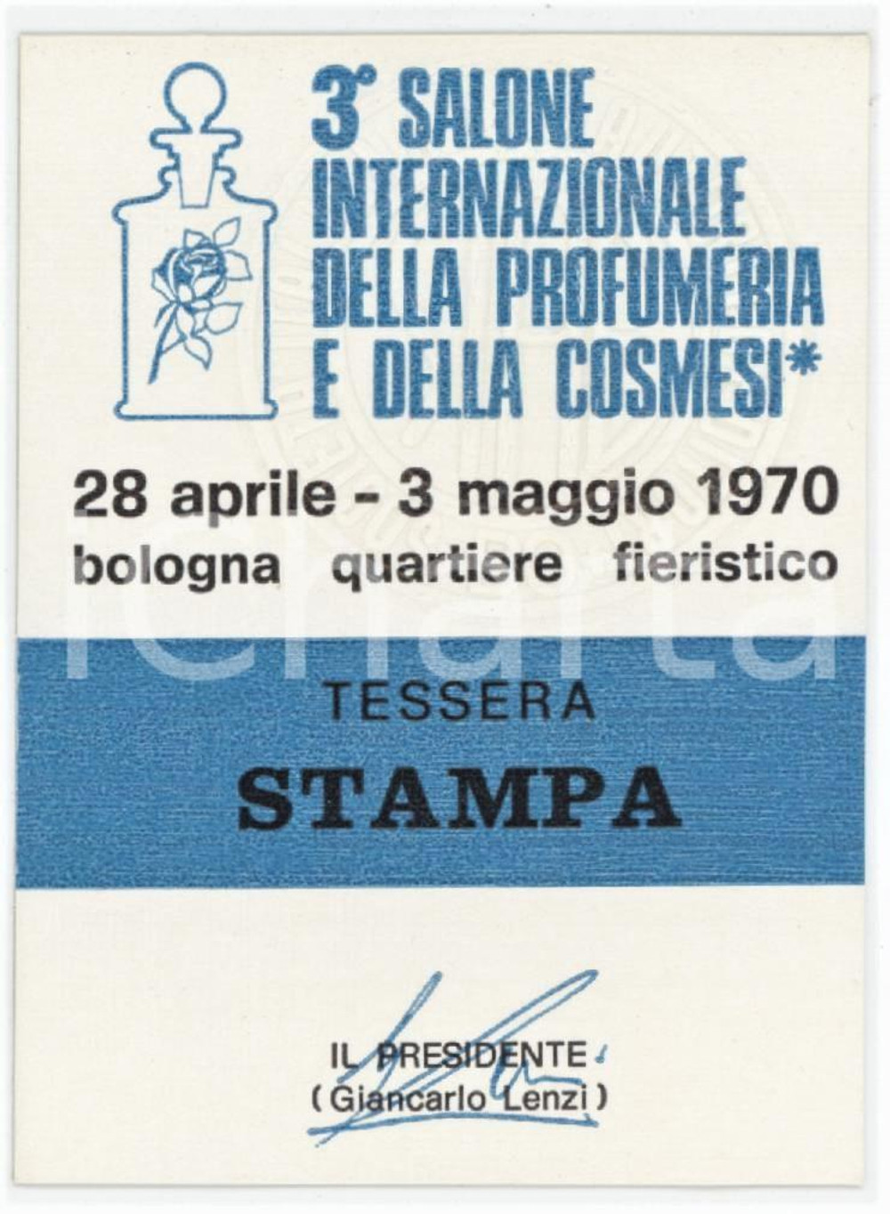 1970 BOLOGNA - 3° Salone della profumeria e della cosmesi - Tessera 6x8 cm
