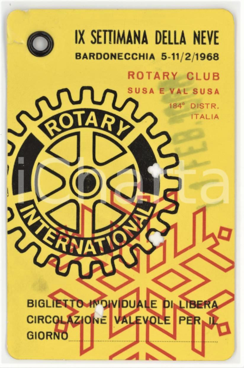 1968 BARDONECCHIA - IX Settimana della neve ROTARY CLUB Val Susa - Biglietto