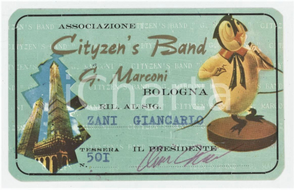 1974 BOLOGNA Ass. Cityzen's band G. Marconi - Tessera 9x5 cm
