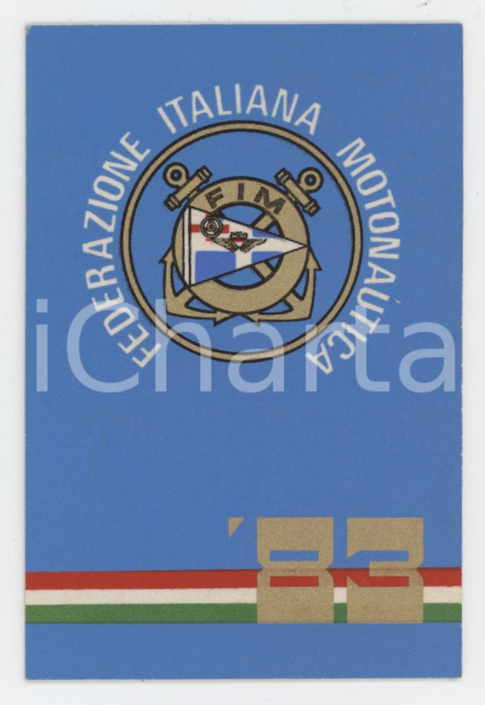 1983 FIM Federazione Italiana Motonautica - Tessera socio onorario 7x10 cm