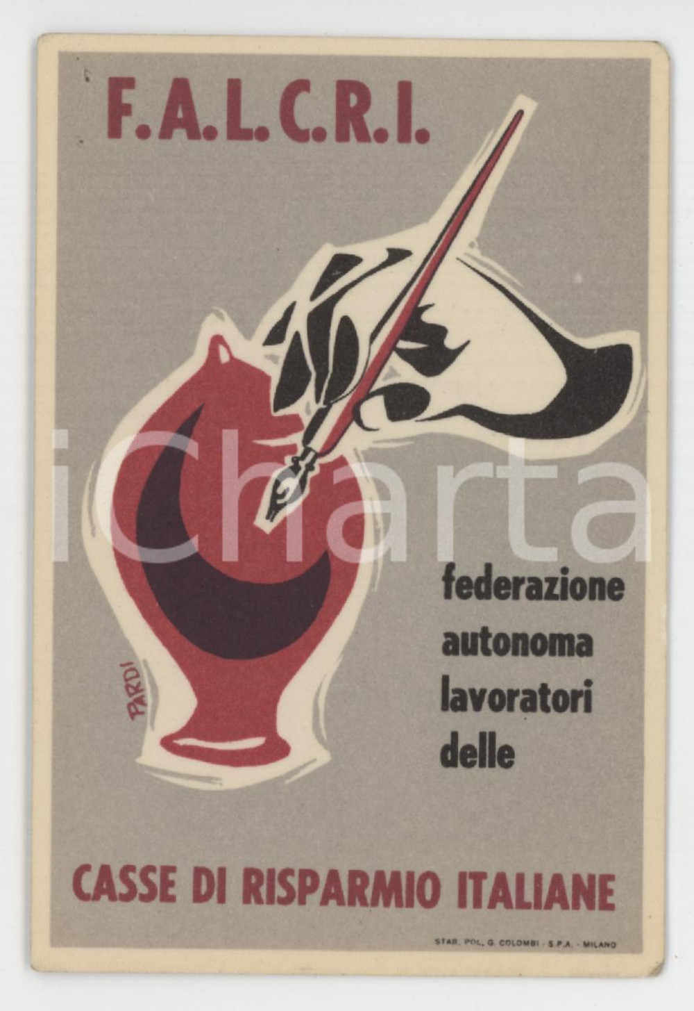 1962 MILANO Sindacato dipendenti CARIPLO Tessera FALCRI Casse di risparmio