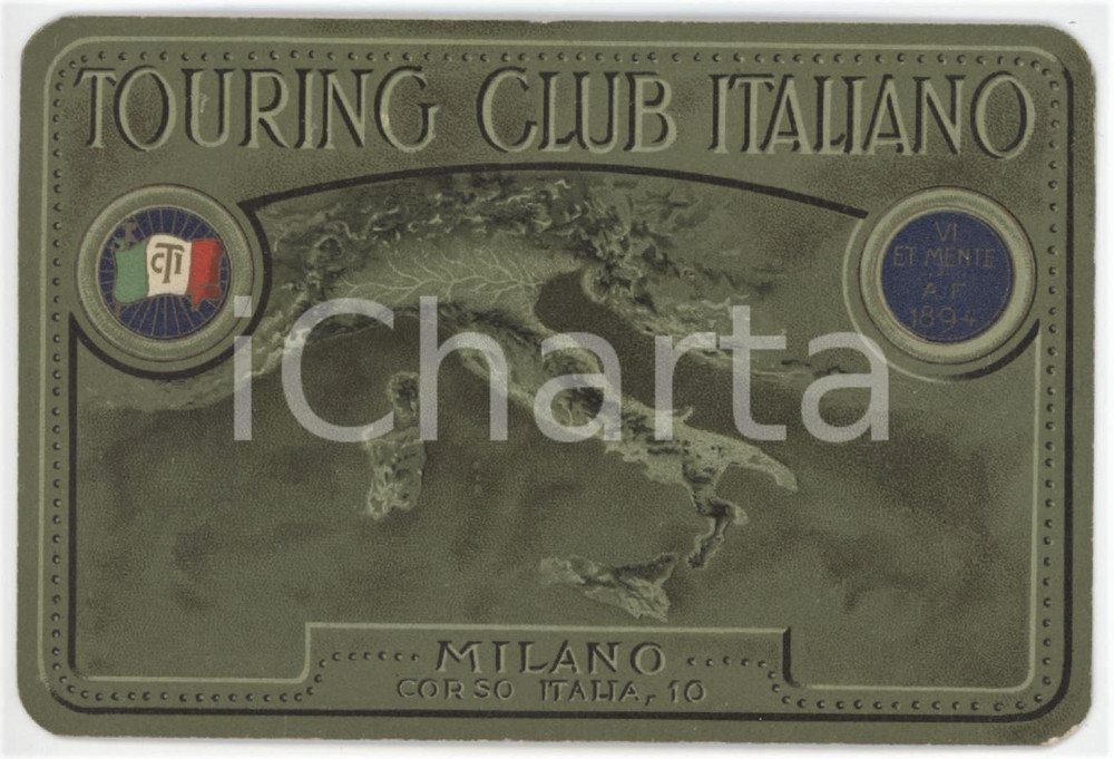 1935 MILANO Tessera TCI Touring Club Italiano 11x7 cm