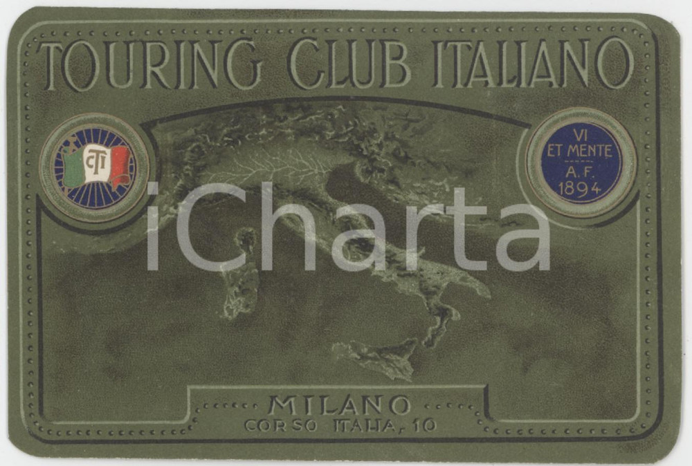 1930 CREMONA Tessera TCI Touring Club Italiano 11x7 cm