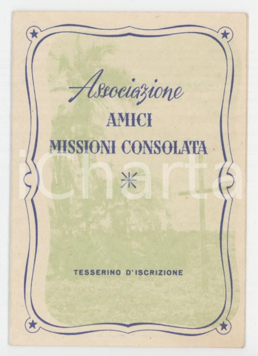 1960 ca TORINO Amici Missioni Consolata - Tessera 7x10 cm