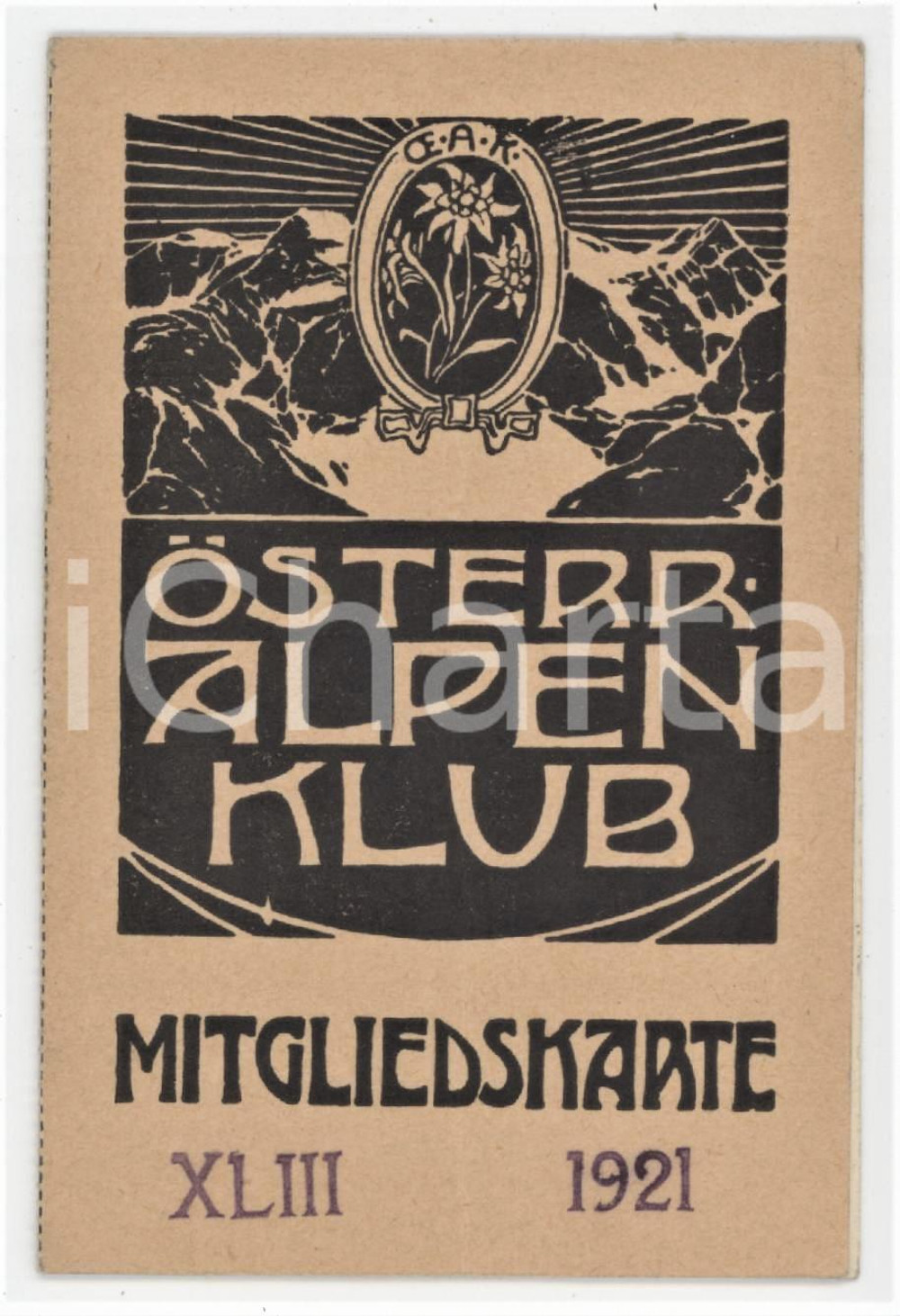 1921 WIEN Osterreichhischer Alpenklub - Mitgliedskarte