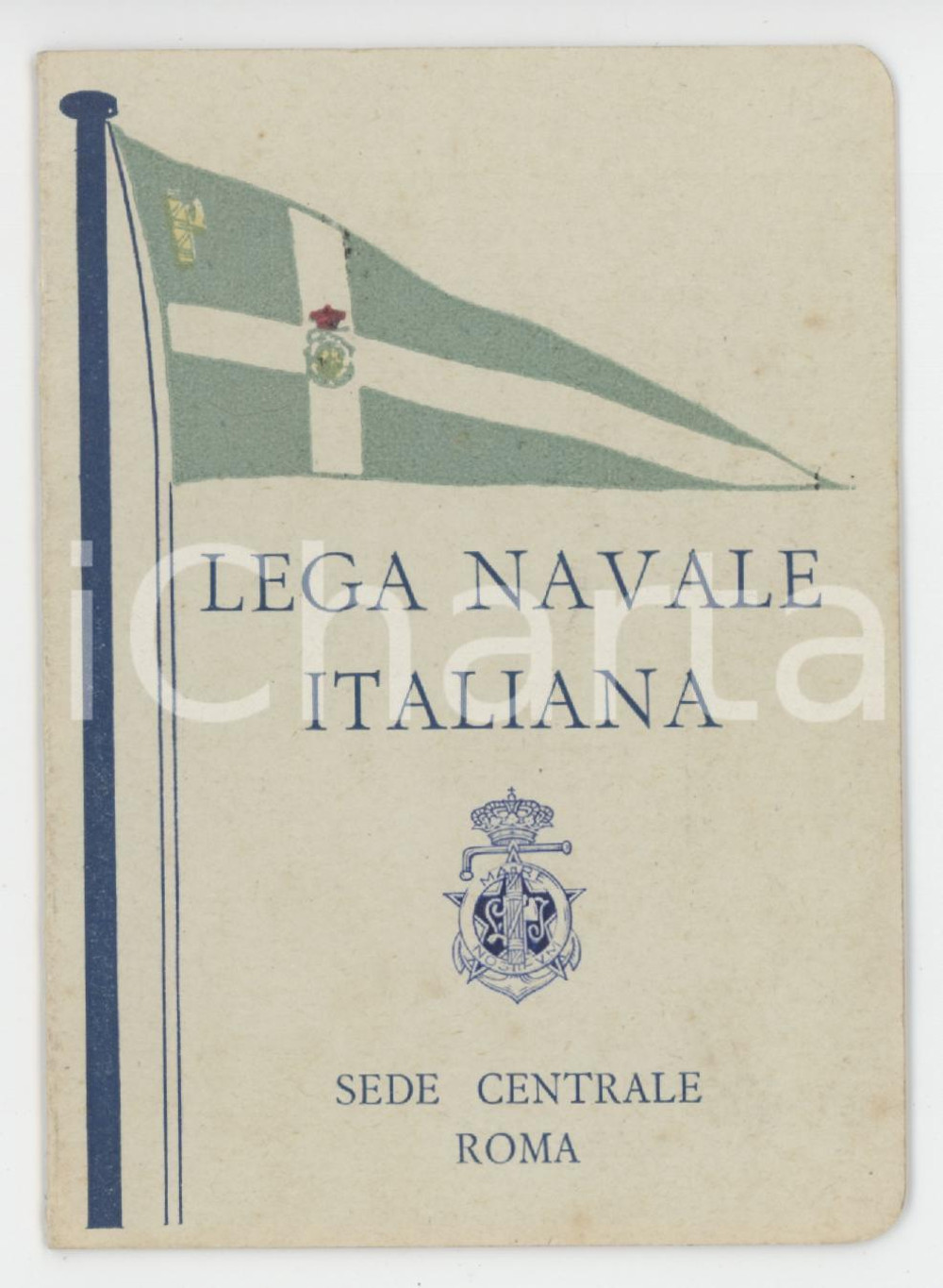 1933 LEGA NAVALE ITALIANA ROMA - Tessera cav. Francesco DI RENZO Tessera originale d'epoca, in forma di biglietto.  GOOD/buono  Formato: 7x10 cm originale e autentica 1