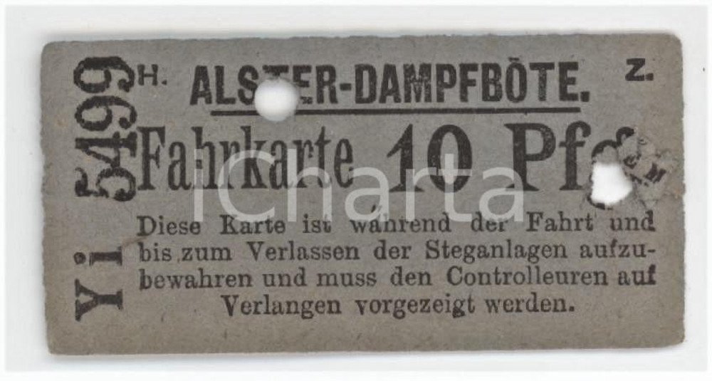 1910 ca DEUTSCHLAND - ALSTER DAMPFBOTE Fahrkarte 6x3 cm