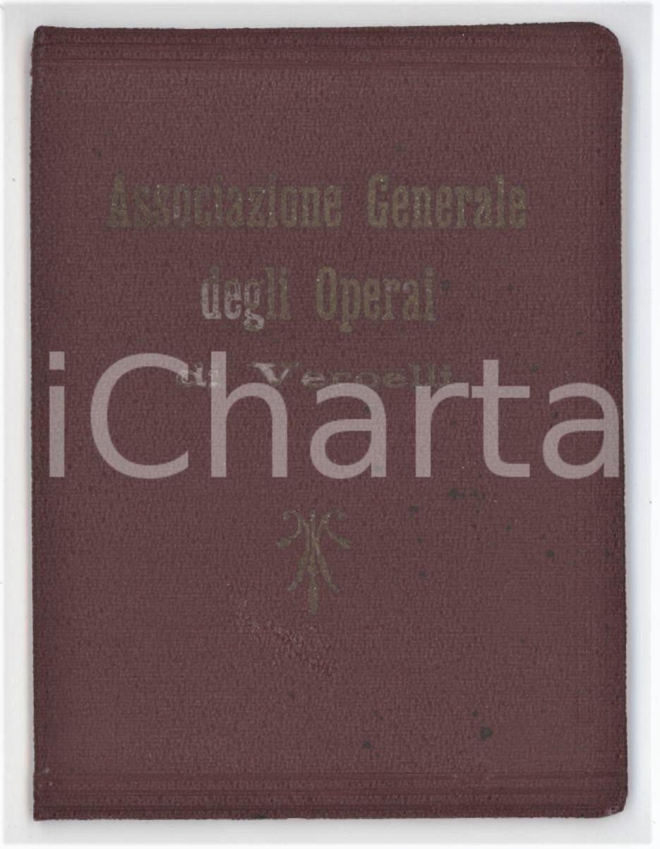 1950 ca VERCELLI Ass. generale degli operai - Tessera per certificato pensione
