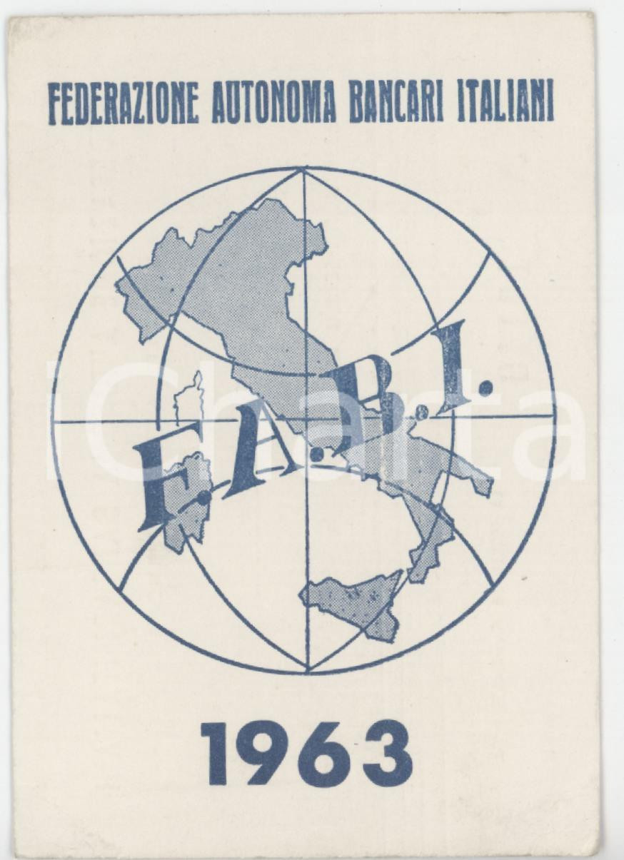 1963 LUGO - FABI Federazione Autonoma Bancari Italiani - Tessera 7x10 cm