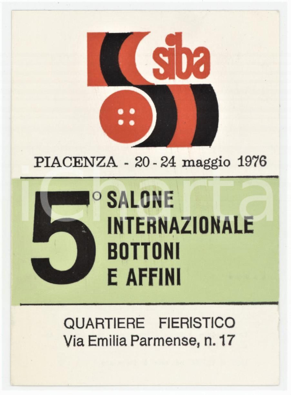 1976 PIACENZA - SIBA 5° Salone bottoni e affini - Tessera di Alessandro MINARDI
