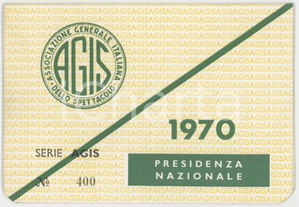 1970 AGIS Tessera di Carlo DE PEDYS Amministratore agenzia ARCO FILM 10x7 cm