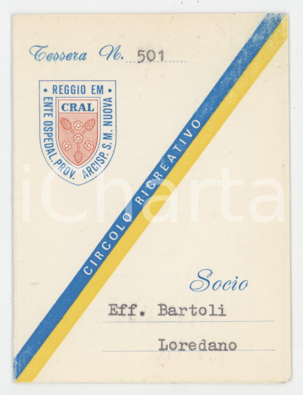 1979 REGGIO EMILIA Arcispedale Santa Maria Nuova - Tessera CRAL 7x9 cm