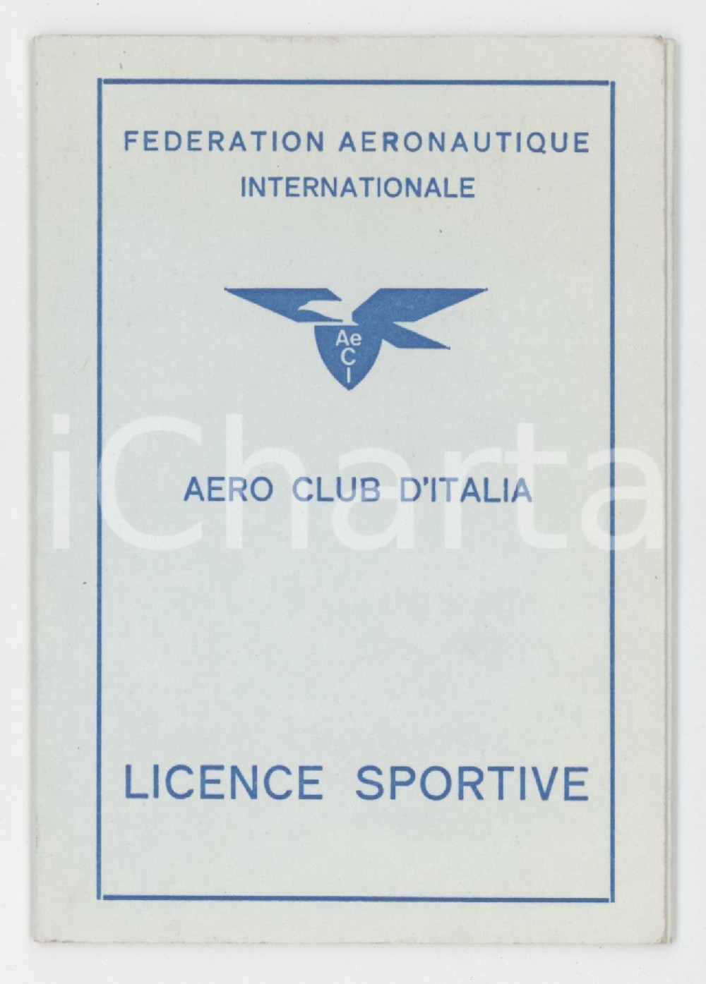 1965 ca AERO CLUB ITALIA Fédération Aéronautique - License sportive
