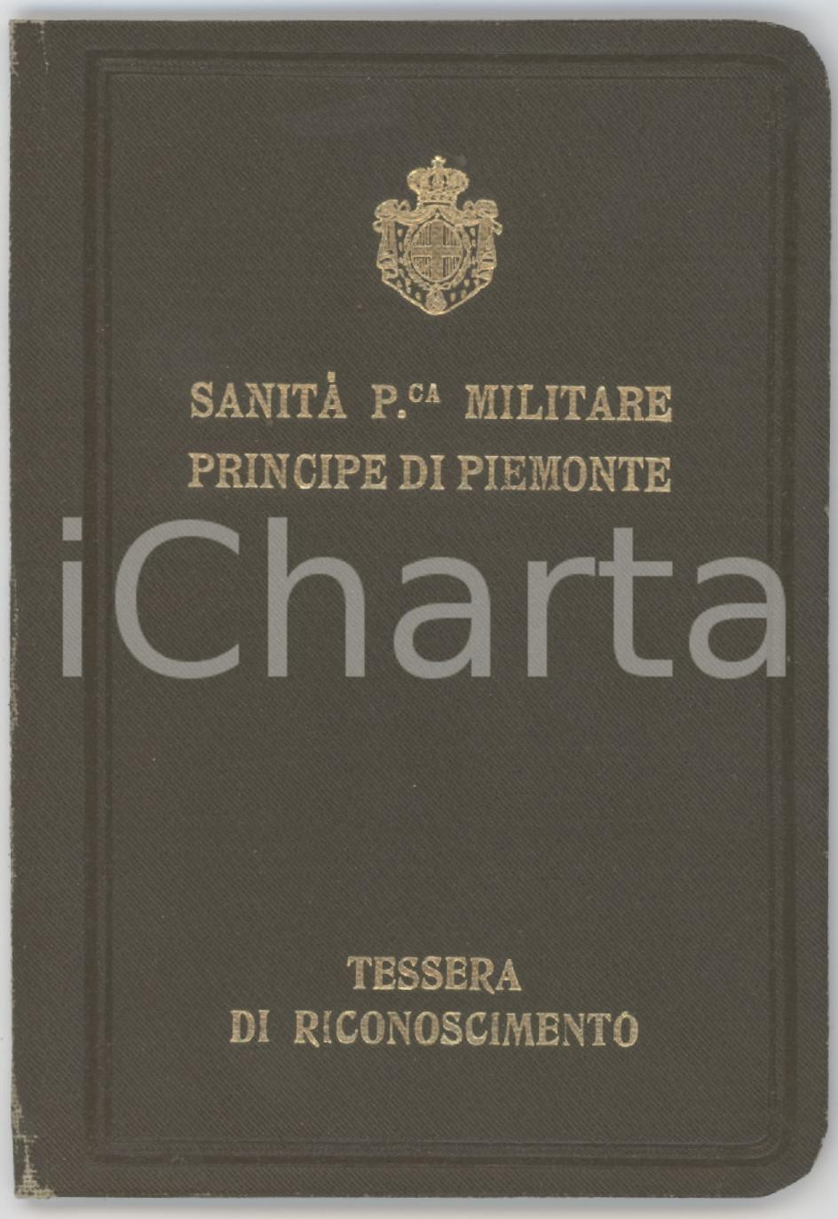 1950 ca ROMA Sanità P.ca Militare PRINCIPE DI PIEMONTE Tessera di riconoscimento Tessera d'epoca, non compilata.  CONDIZIONI:FAIR/discreto Abrasione all'angolo inferiore sinistroFORMATO: 7x11  cm originale e autentica 1