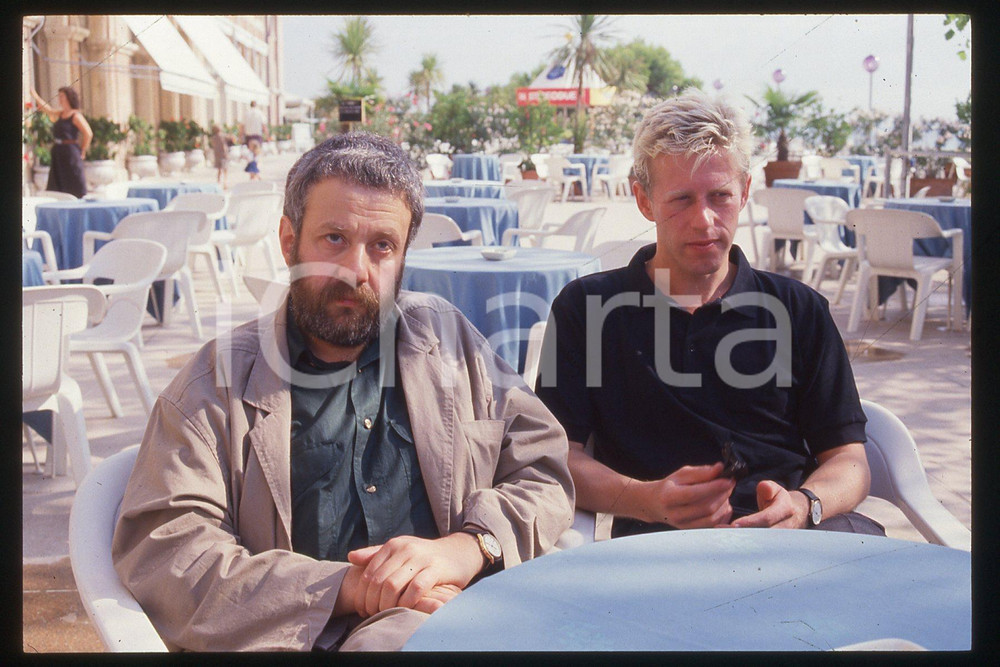 Fotografia d epoca originale 35mm vintage slide 1988 ca VENICE Mike LEIGH and Phil DAVIS 58 1