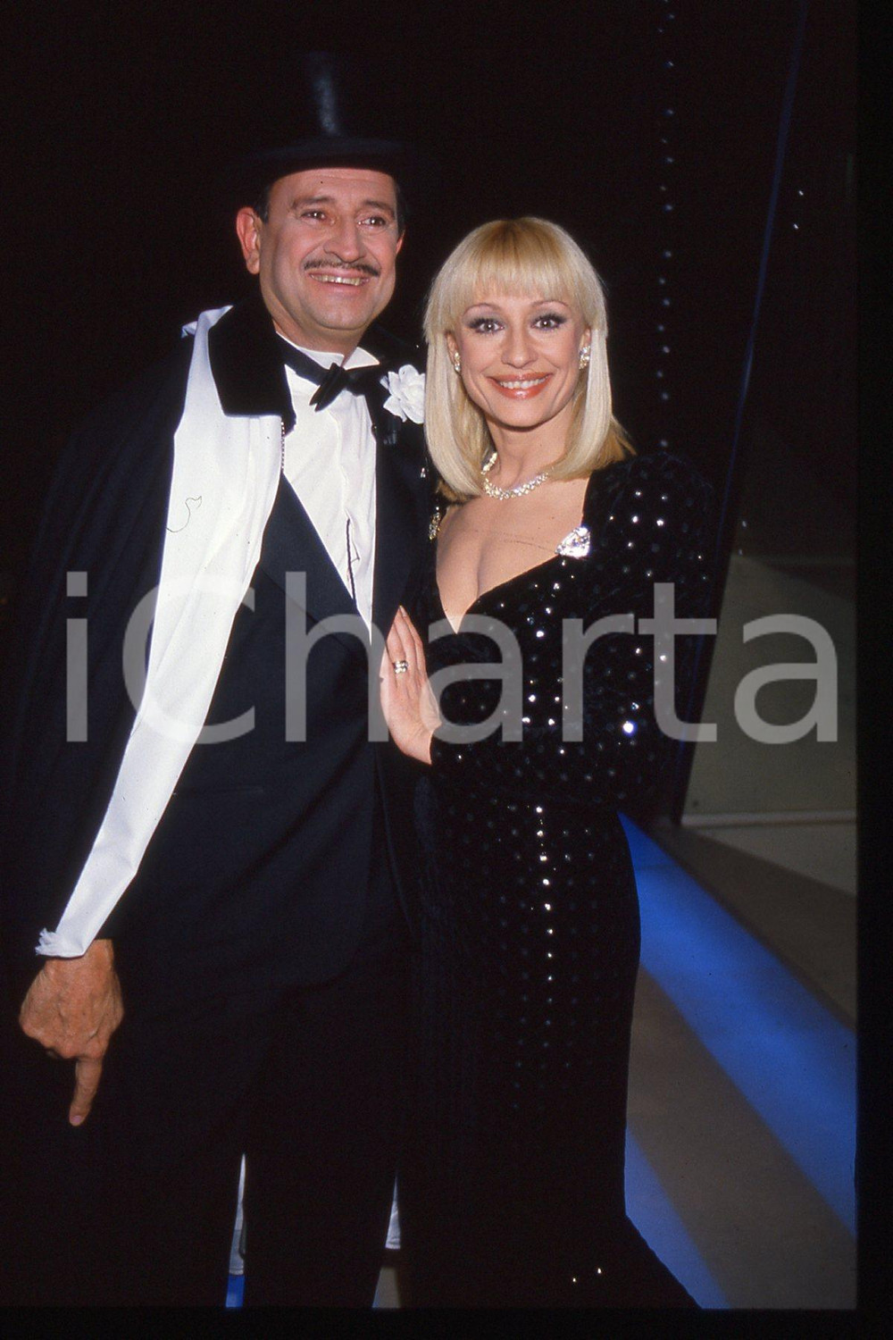 35mm vintage slide* 1990 ca ITALY - TV Georges DESCRIERES & Raffaella CARRA (16)