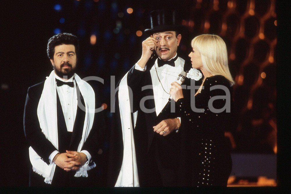 35mm vintage slide* 1990 ca ITALY - TV Georges DESCRIERES & Raffaella CARRA (24)