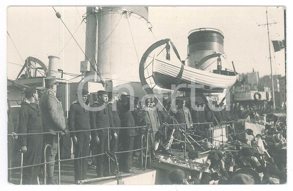 11 Novembre 1918 TRIESTE Re Vittorio Emanuele III sulla nave "Audace" *Foto