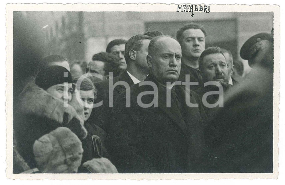 1940 ca ITALIA FASCISMO Benito MUSSOLINI a un funerale - Foto 14x9 cm