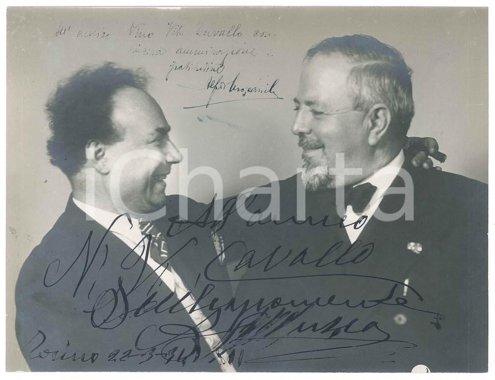 1934 TEATRO TORINO Attore Angelo MUSCO con un collega - Foto con AUTOGRAFO