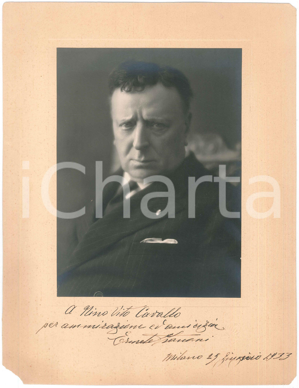 1933 MILANO Attore Ermete ZACCONI - Foto A. BADODI con AUTOGRAFO 27x35 cm