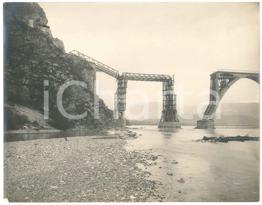 1919 Ponte di PINZANO AL TAGLIAMENTO (UD) Ricostruzione (6) Foto RARA 29x23 cm