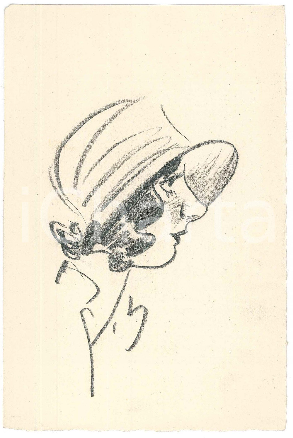 1930 ca ITALIA Illustratrice MUGNAI - Ritratto Iris STEFANUTTI *Bozzetto Bozzetto originale d'epoca, realizzato a matita su carta.Didascalia manoscritta al verso.  GOOD/buono  Formato: 11x17 cm originale e autentica 1
