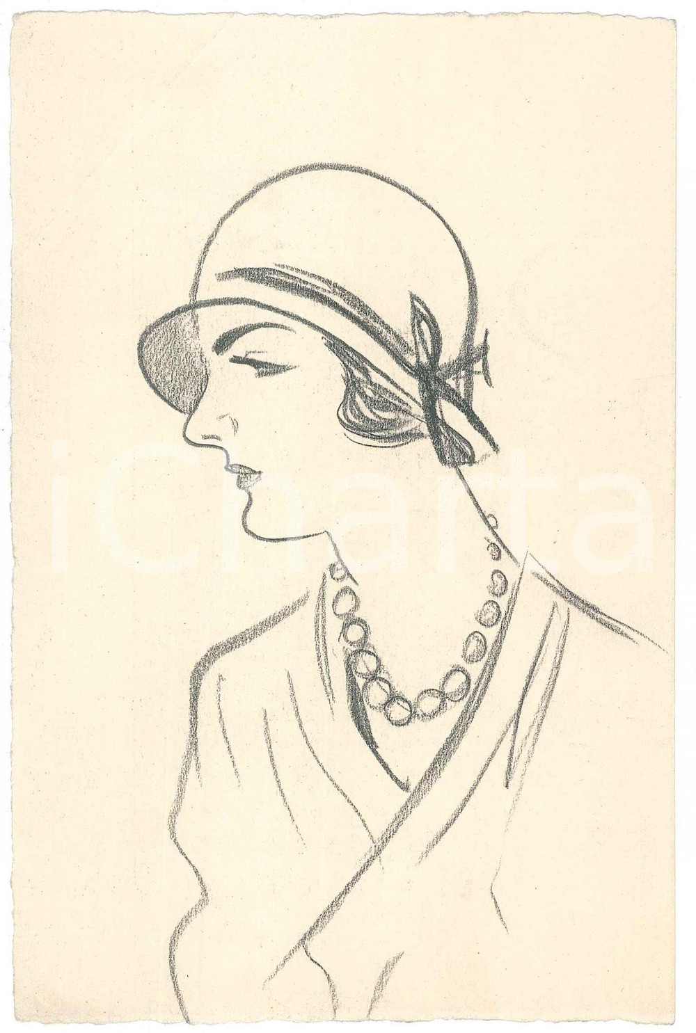 1930 ca ITALIA Illustratrice MUGNAI - Ritratto di Nadina CHIOSTRI *Bozzetto