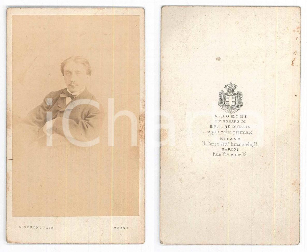 1870 ca MILANO Giovane uomo seduto - Ritratto - Foto Alessandro DURONI CDV