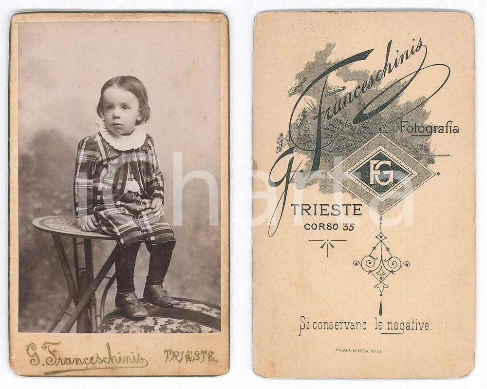 1900 ca TRIESTE Bambino con vestito a quadretti - Ritratto *Foto G. FRANCESCHINI
