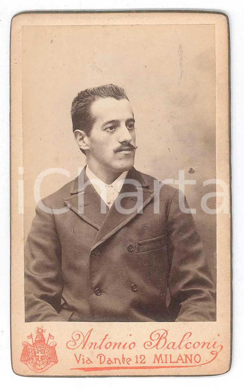 1890 ca MILANO Ritratto maschile - Busto - Foto Antonio BALCONI CDV