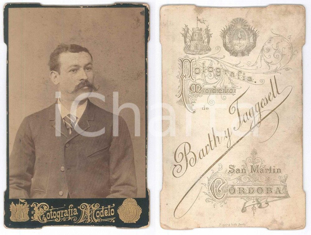 1890 ca SAN MARTIN / CORDOBA ARGENTINA Ritratto maschile *Foto BARTH Y TAGGESELL