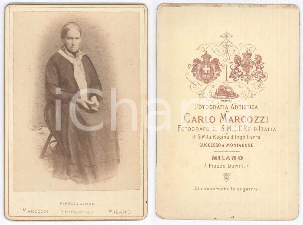 1880 ca MILANO Donna seduta con un libro - Ritratto *Foto Carlo MARCOZZI 11x17