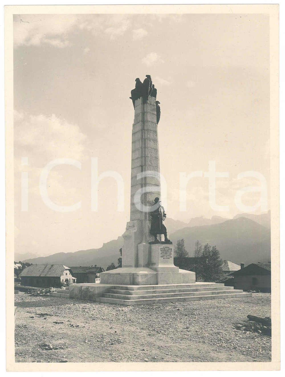 1930 ca CORTINA D'AMPEZZO Monumento al Generale CANTORE - Foto 18x24 cm