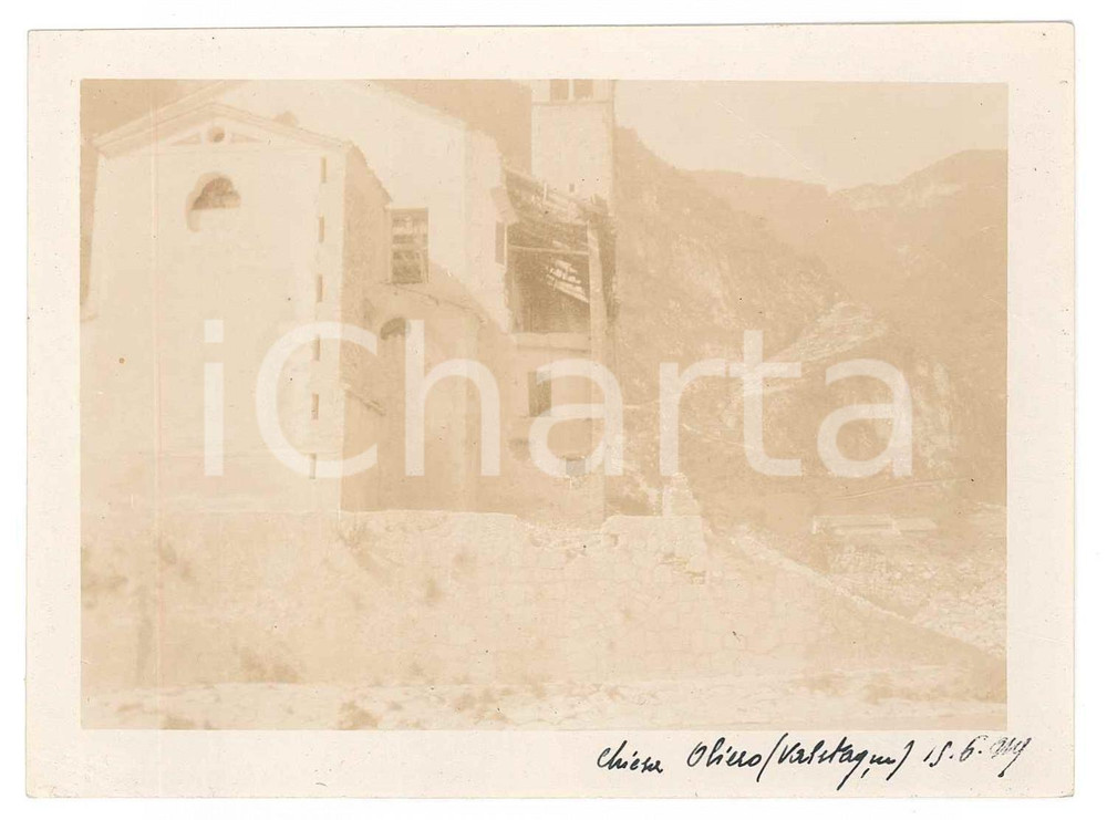 1919 WW1 OLIERO DI VALSTAGNA (VI) Ricostruzione chiesa danneggiata - Foto 12x9