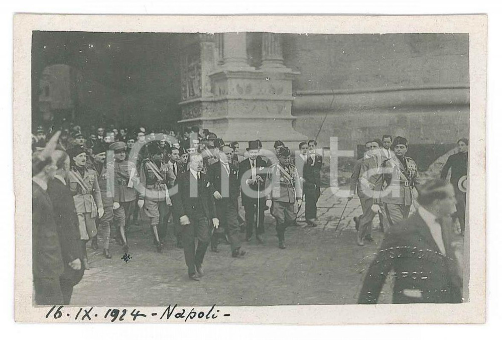 1924 NAPOLI Arrivo Benito MUSSOLINI per cittadinanza onoraria - Foto 9x6 cm