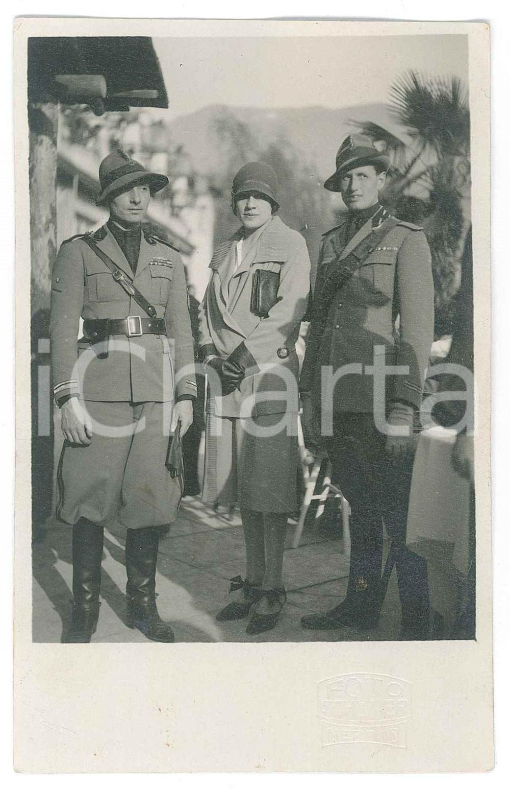 1926 MERANO (BZ) MVSN Comandante Romano MUNARI e Pierina - Foto SCHONER 9x14