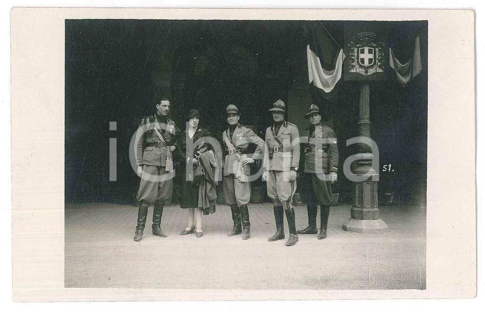 1926 MERANO (BZ) MVSN Comandante Romano MUNARI e ufficiali - Foto SCHONER 14x9