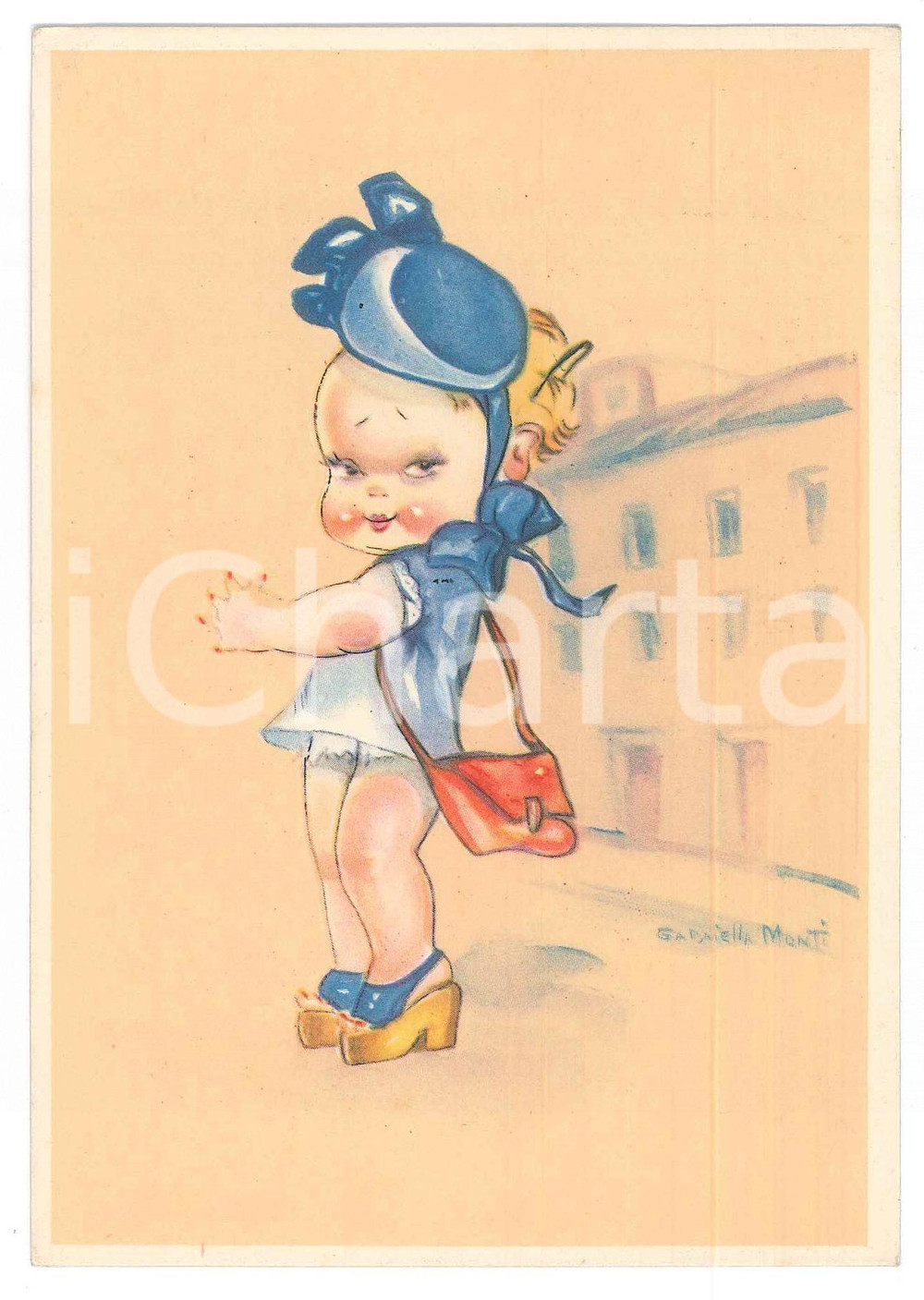 1942 BAMBINI Piccola modella sui tacchi - Cartolina ill. Gabriella MONTI FG VG