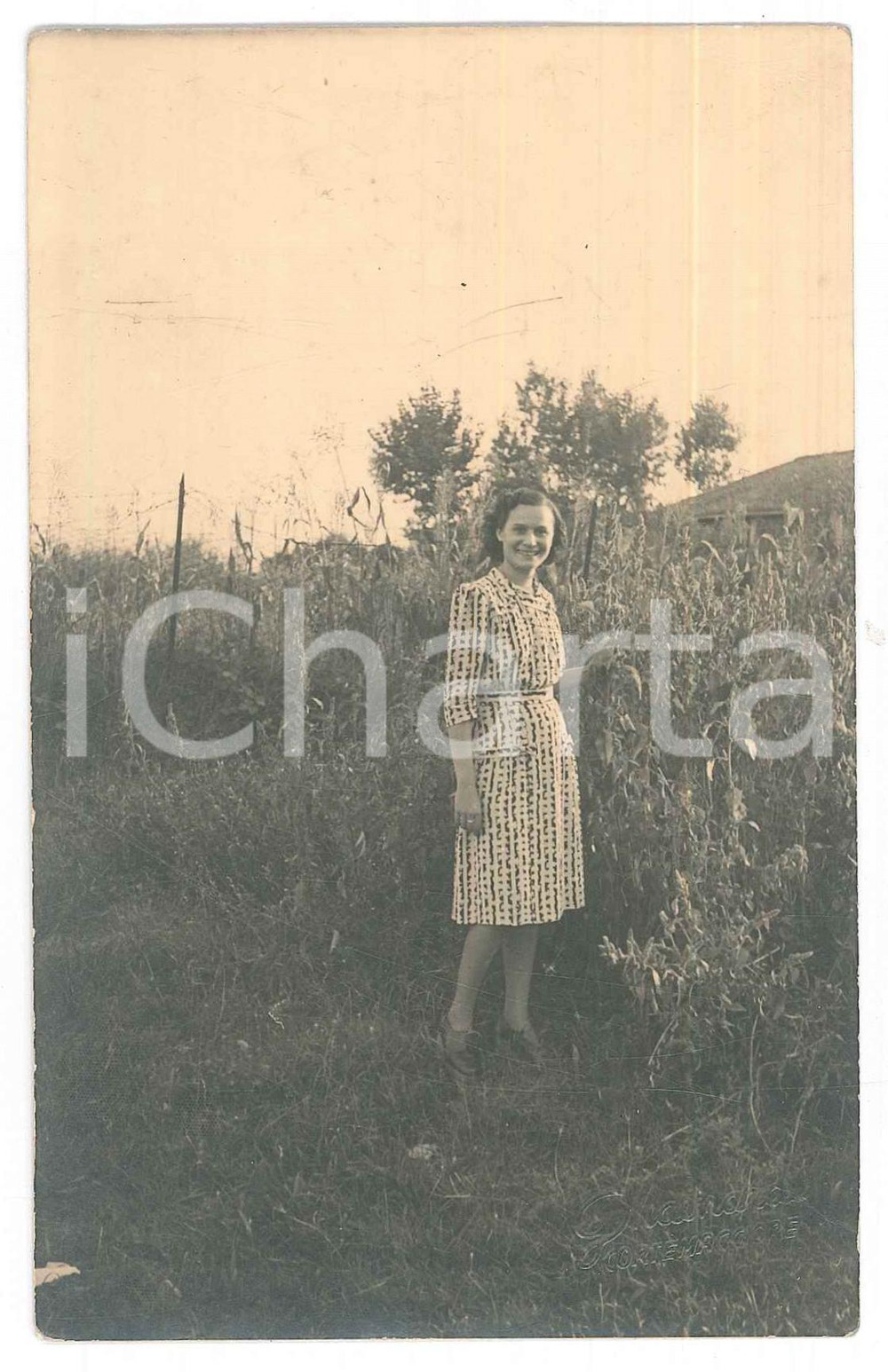 1944 CORTEMAGGIORE Ritratto di giovane donna - Foto cartolina MAINARDI 9x14 cm