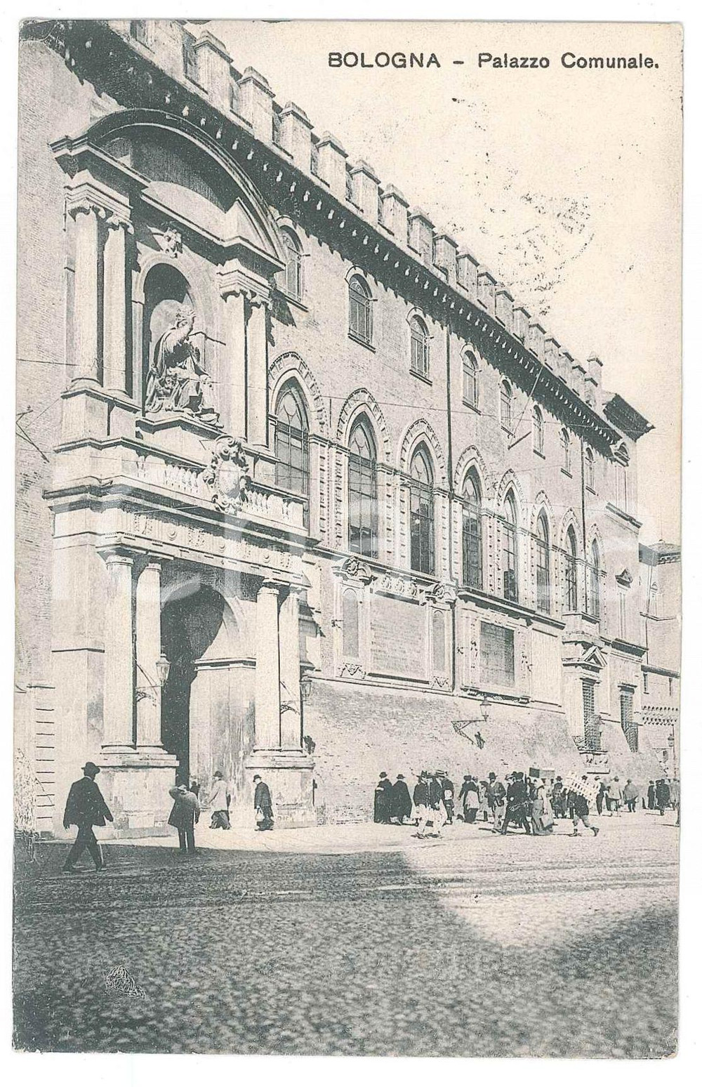 1909 BOLOGNA Palazzo Comunale - Cartolina postale ANIMATA FP VG