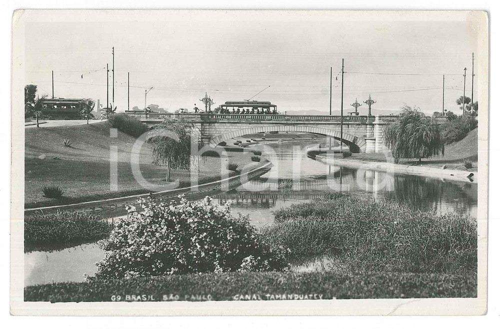 1939 BRASIL - SÃO PAULO - Canal TAMANDUATEI *ANIMATED Postcard tram