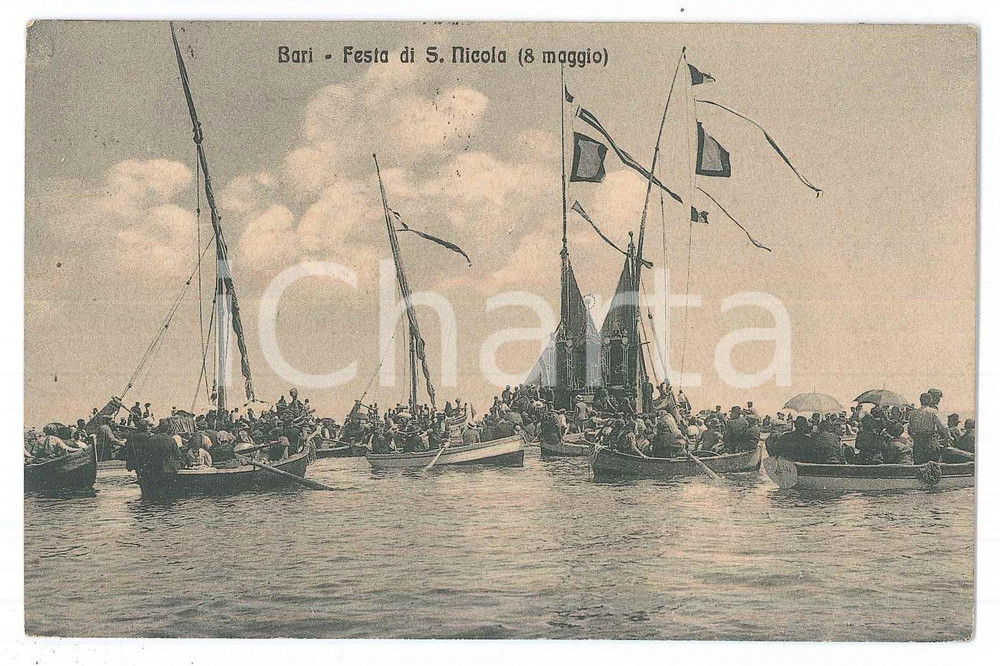 1915 BARI Festa di S. Nicola (8 Maggio) - Barche *Cartolina ANIMATISSIMA