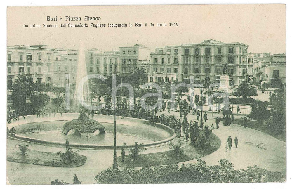 1915 BARI Piazza Ateneo - Prima fontana Acquedotto Pugliese *Cartolina ANIMATA