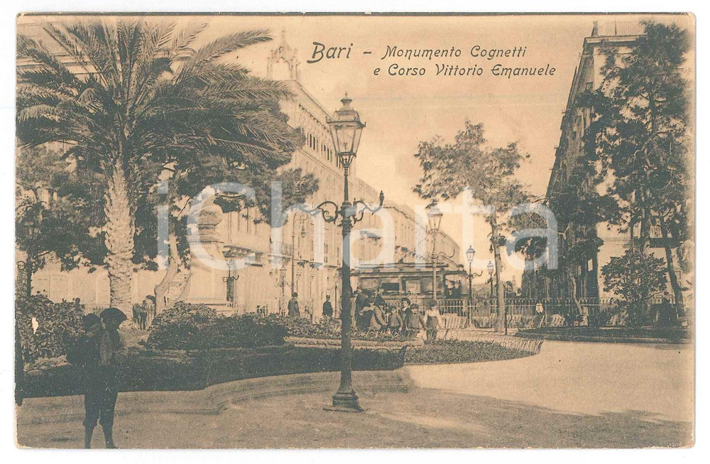 1914 BARI Monumento Cognetti e corso Vittorio Emanuele *Cartolina ANIMATA